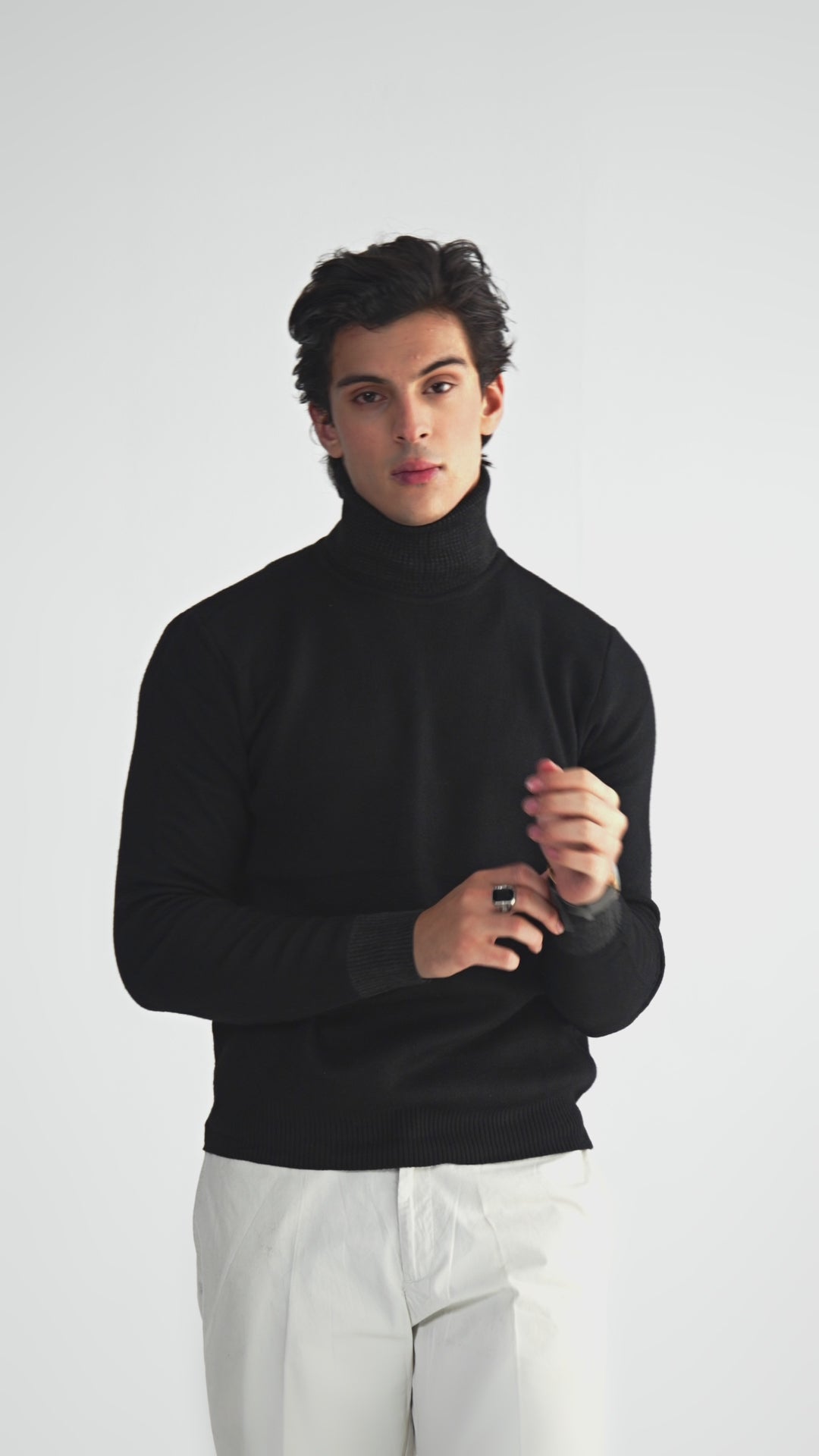 Black Turtleneck Knit Sweater