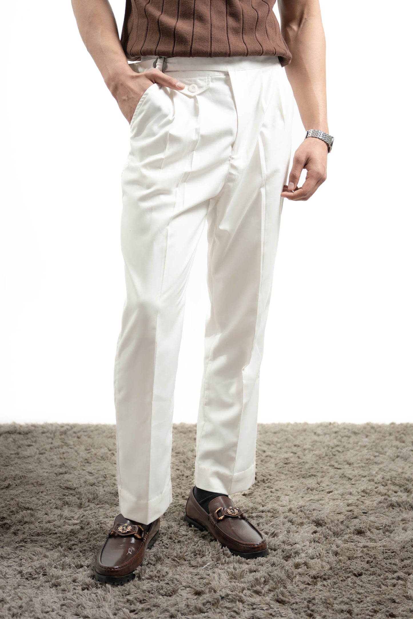 Pleated Gurkha Pant - White