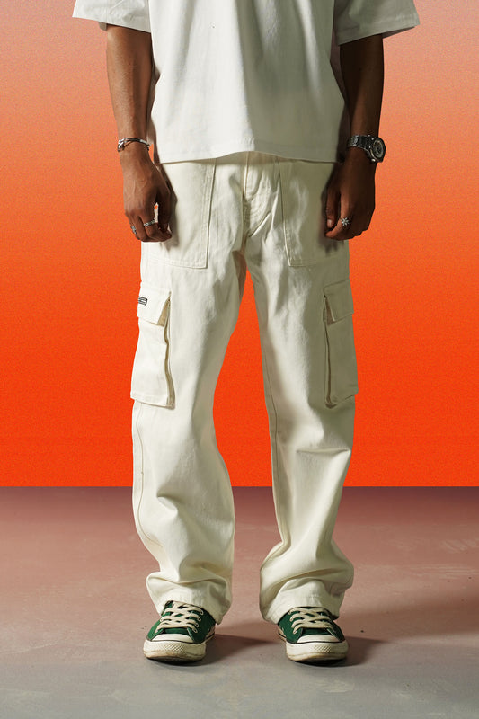 White Denim Cargo - Straight Fit