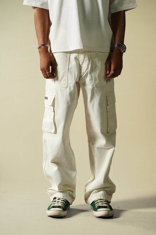 White Denim Cargo - Straight Fit