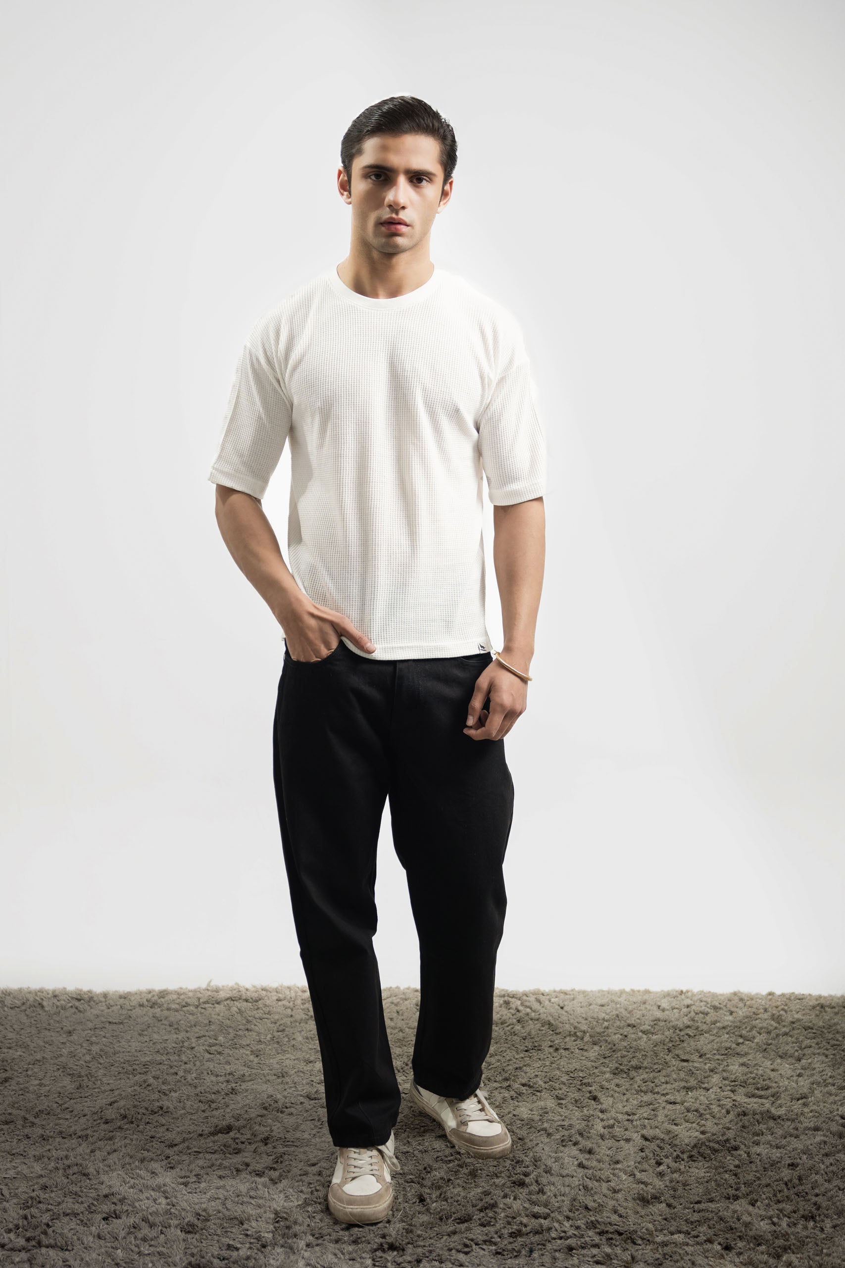 Textured Oversized Tee - White