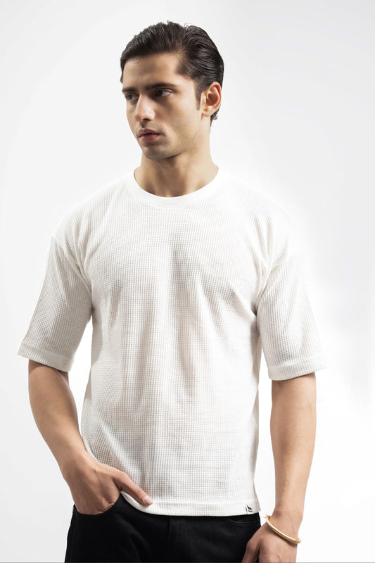 Textured Oversized Tee - White