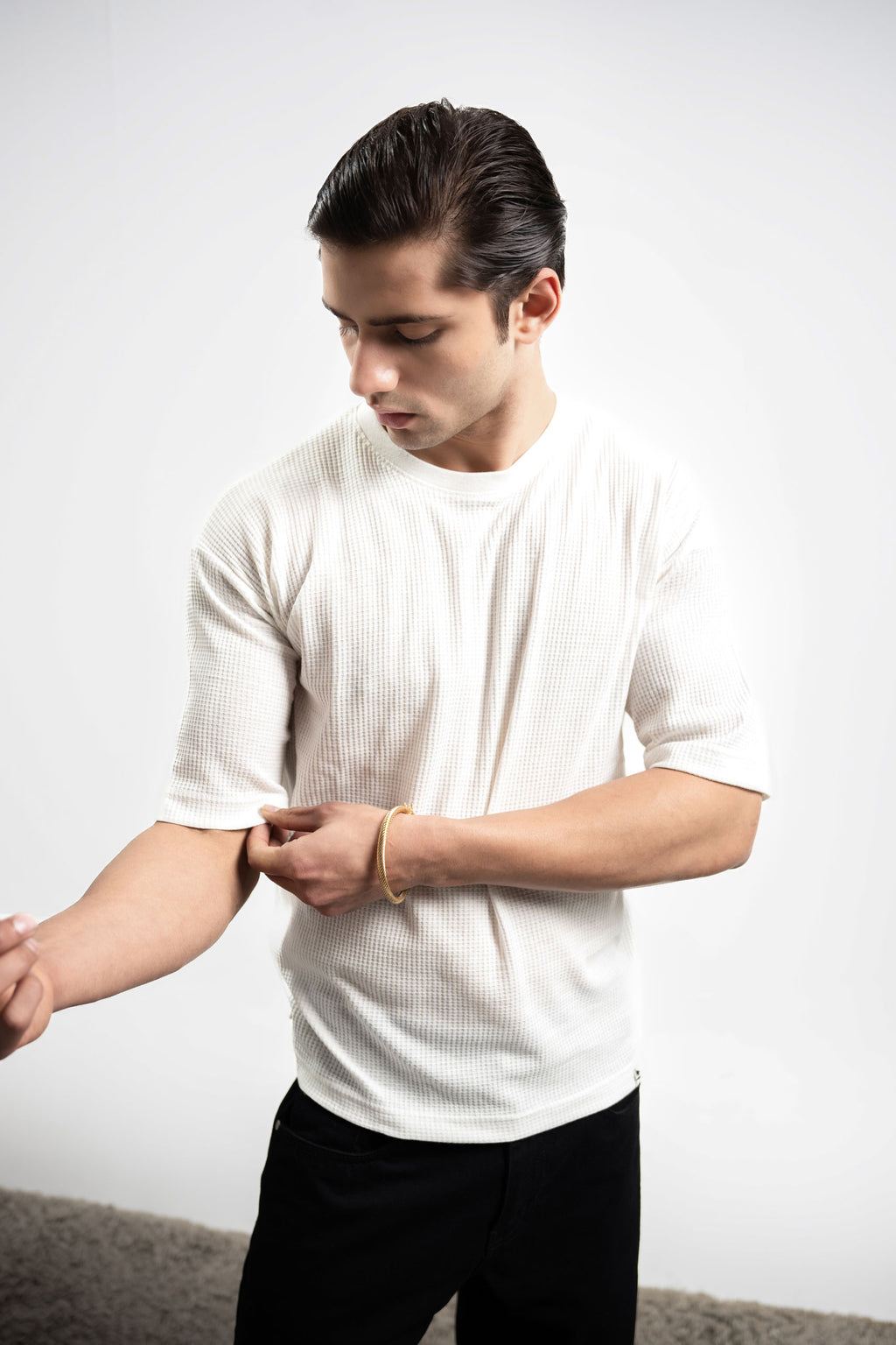 Textured Oversized Tee - White