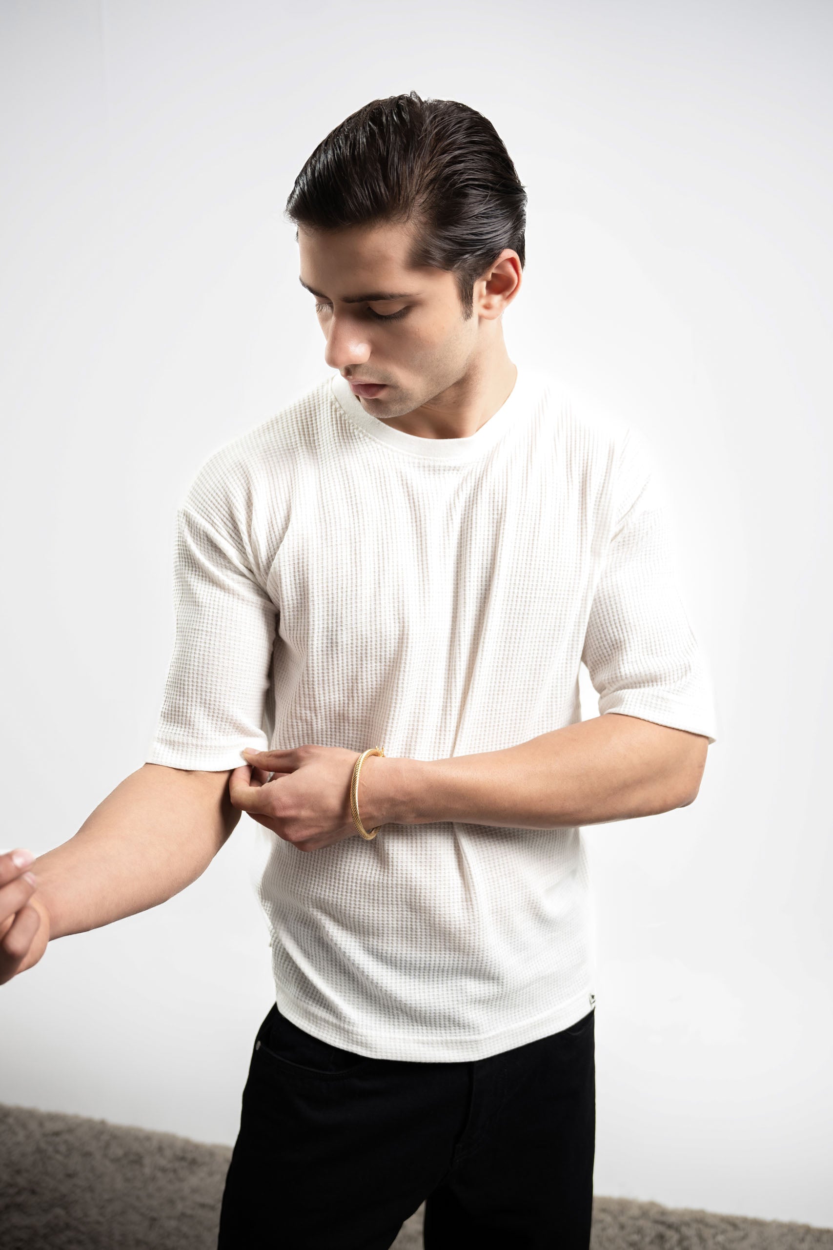 Textured Oversized Tee - White