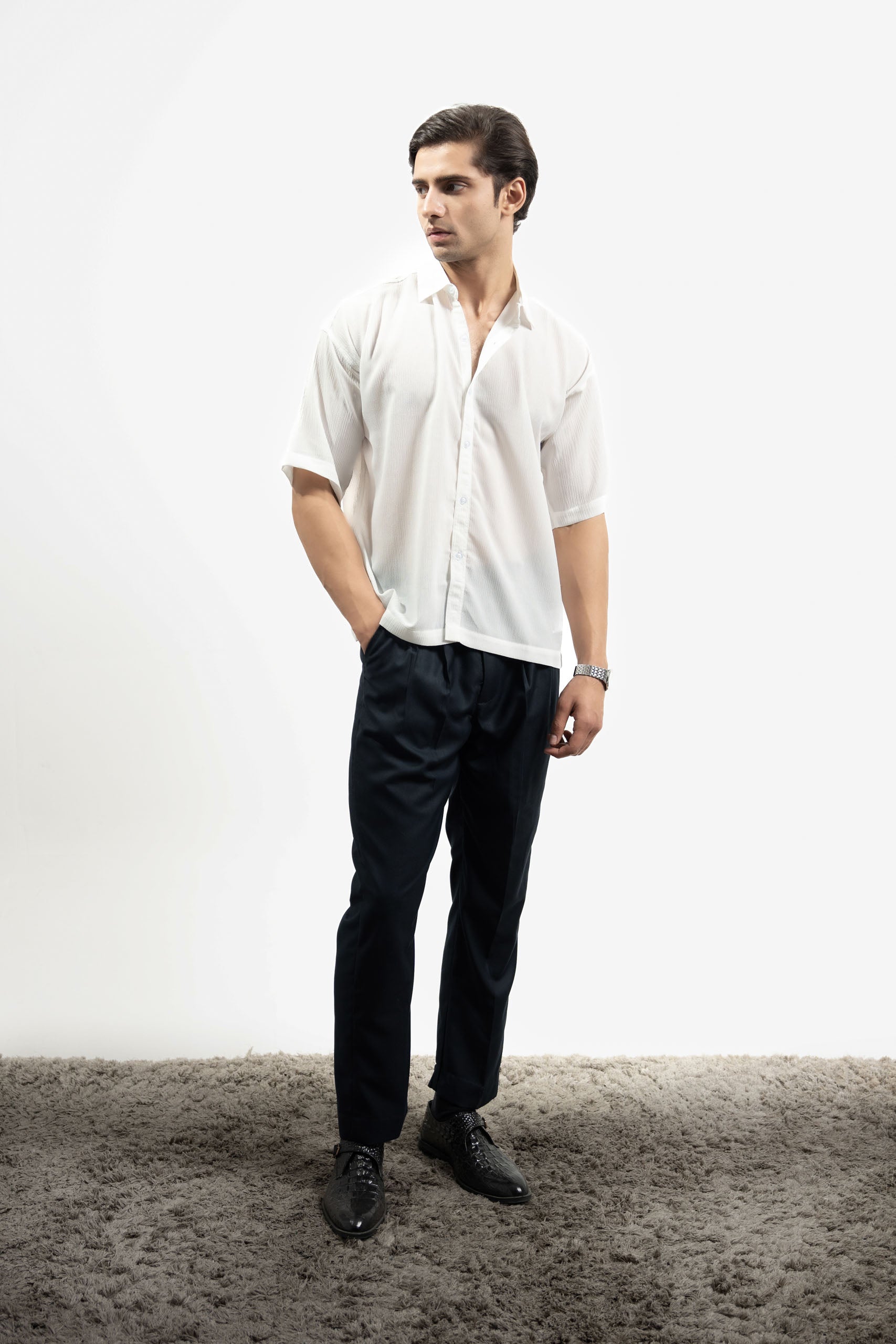 Textured Button Down Shirt - Half Sleeve (MCS-06)