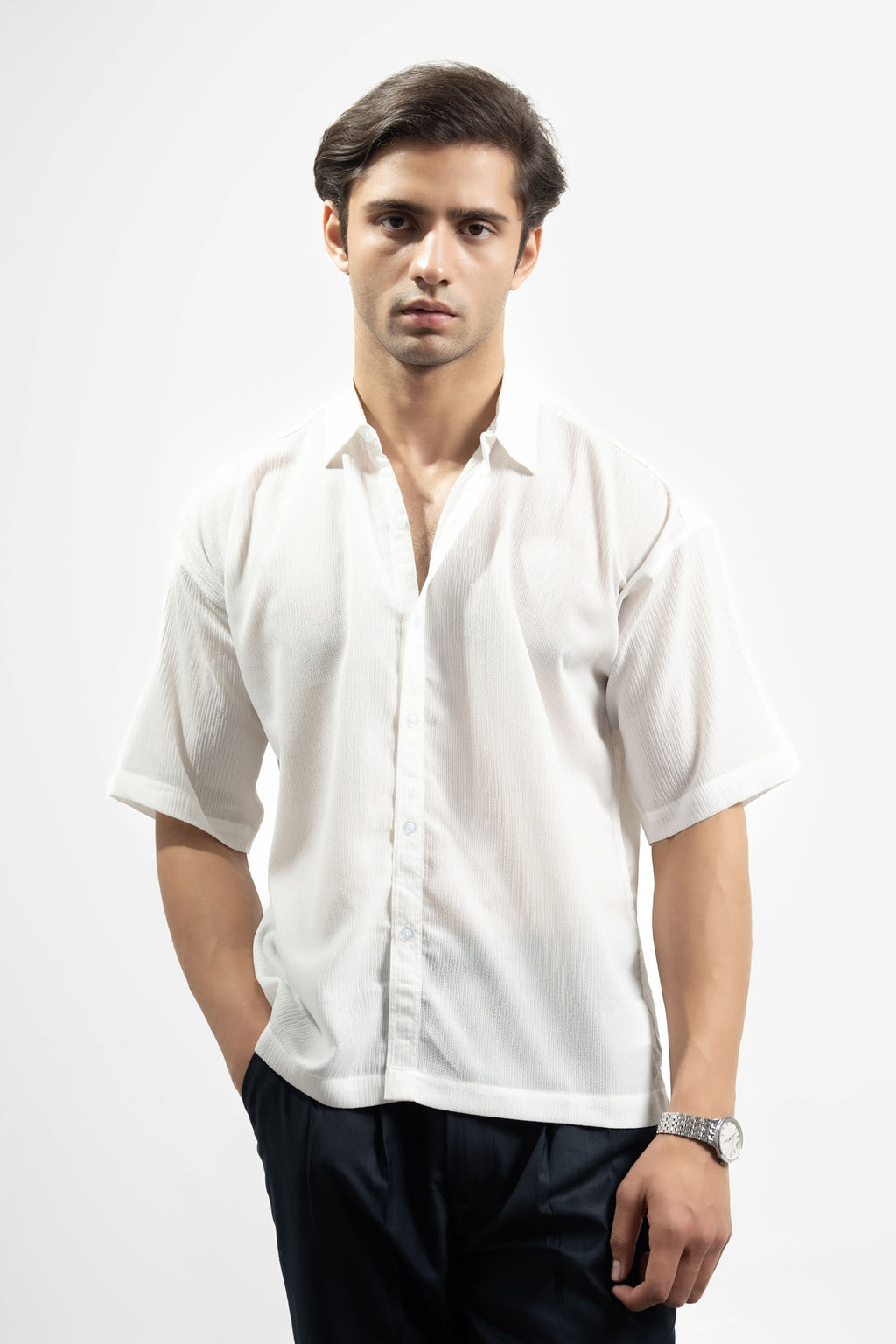 Textured Button Down Shirt - Half Sleeve (MCS-06)