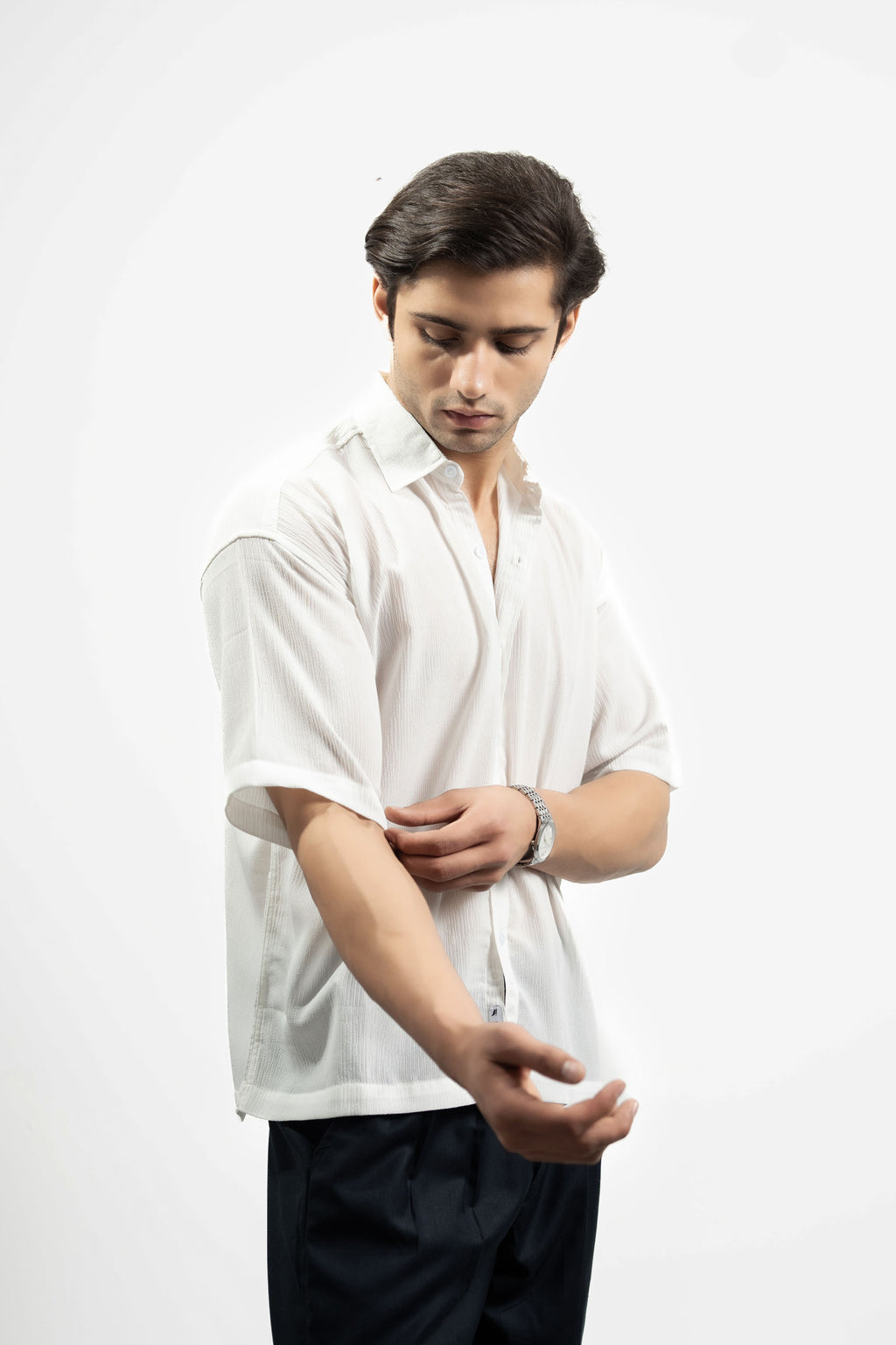 Textured Button Down Shirt - Half Sleeve (MCS-06)