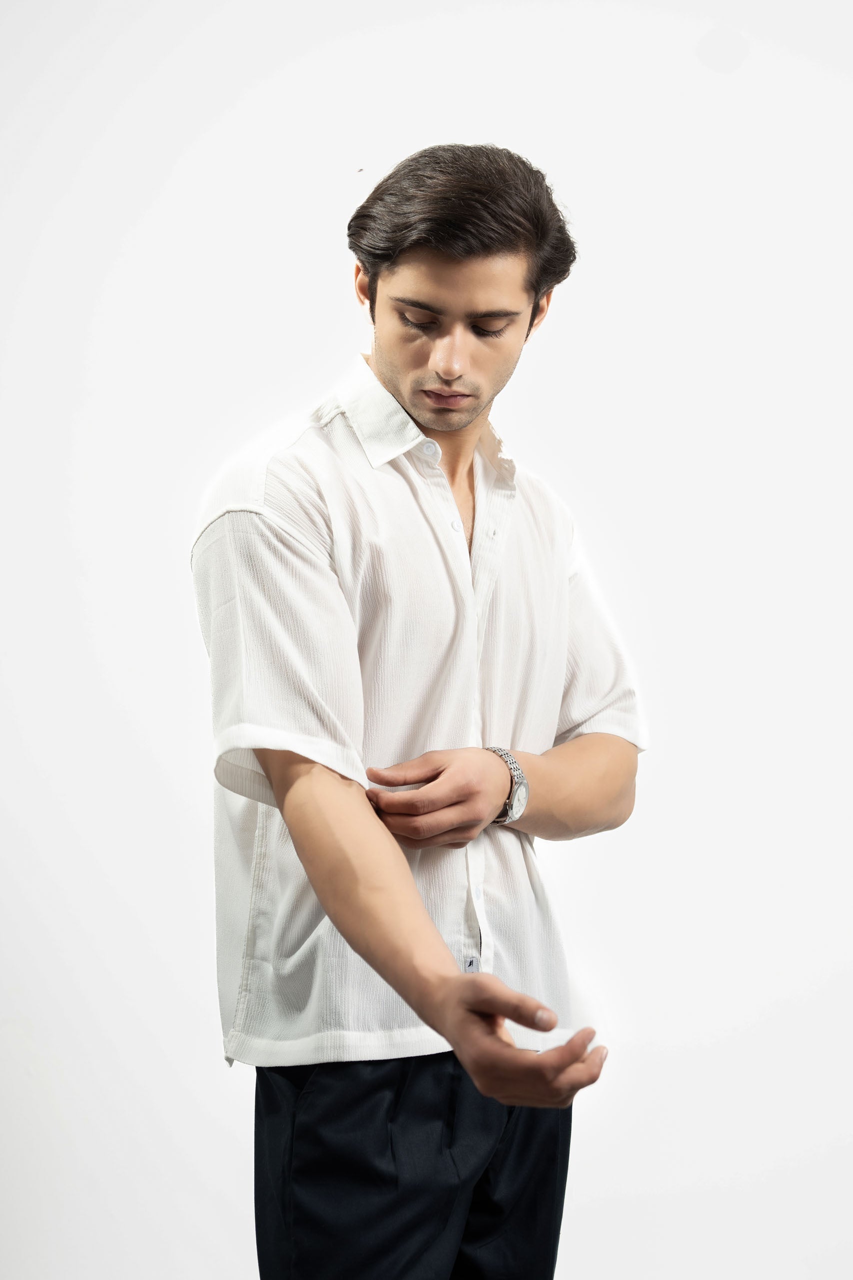 Textured Button Down Shirt - Half Sleeve (MCS-06)